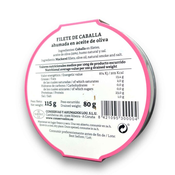 Filete de Caballa Ahumada en Aceite de Oliva ALMA GALEGA - Imagen 2