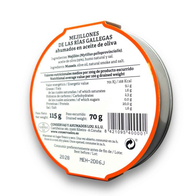 Mejillones Ahumados en Aceite de Oliva ALMA GALEGA - Imagen 2